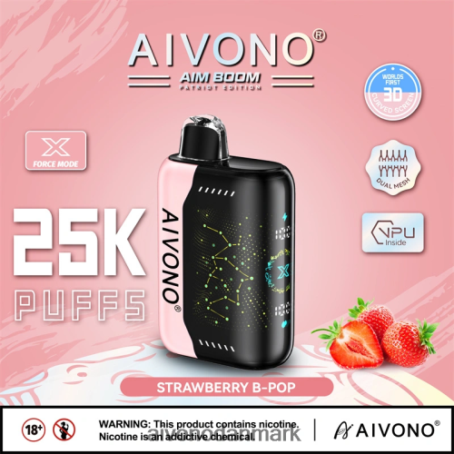 Aivono AIM BOOM 25000 jordbær b-pop 4H8266352 - Aivono Vape Danmark