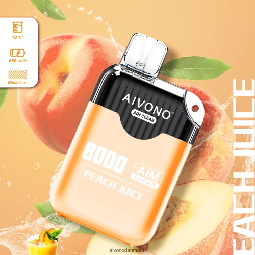 Aivono AIM CLEAR 8000 ferskenjuice 4H8266203 - Aivono Danmark