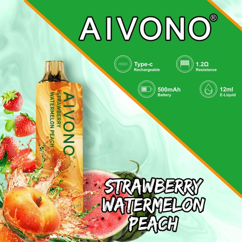Aivono AIM GUN 7000 jordbær vandmelon fersken 4H8266108 - Aivono Vape Danmark