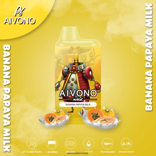 Aivono AIM MAGIC 5800 mouth box cigaret banan papaya mælk 4H826694 - Aivono Vape Review
