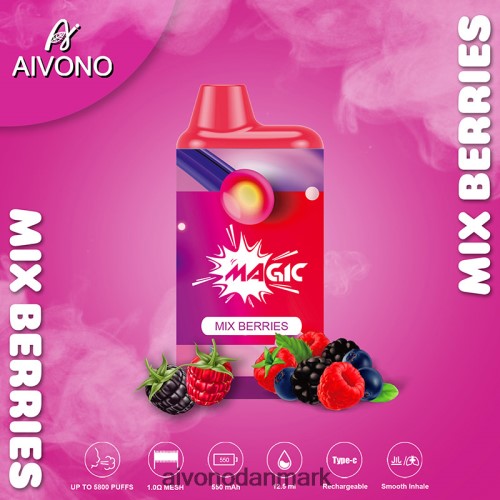 Aivono AIM MAGIC 5800 mouth box cigaret bland bær 4H8266100 - Aivono Vape Danmark