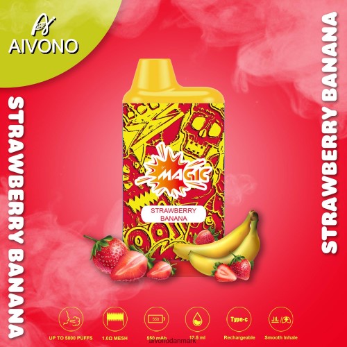 Aivono AIM MAGIC 5800 mouth box cigaret jordbær banan 4H826693 - Aivono Puffs
