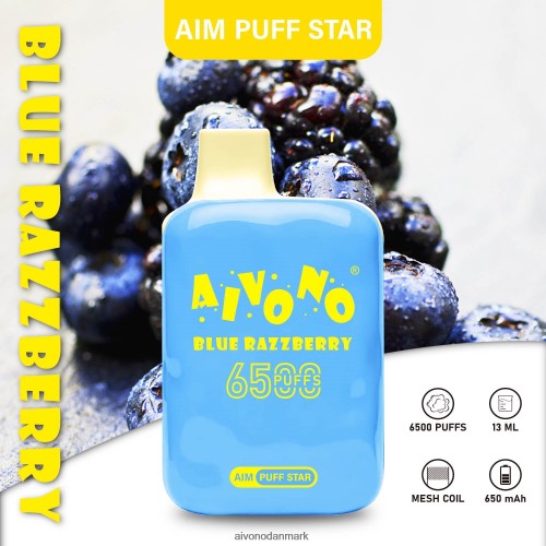 Aivono AIM PUFF STAR 6500 blå hindbær 4H8266292 - Aivono Vape Danmark