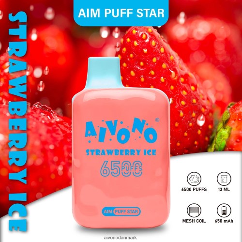 Aivono AIM PUFF STAR 6500 jordbæris 4H8266288 - Aivono Vape Danmark