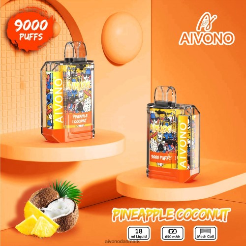 Aivono AIM XXL 9000 mund klistermærke gennemsigtig ananas kokos 4H826652 - Aivono Vape Danmark