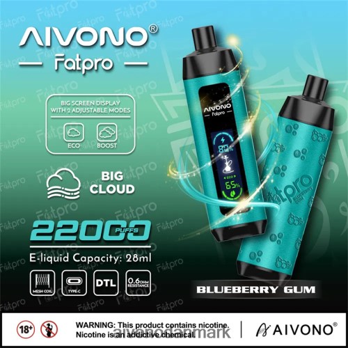 Aivono Fatpro 22000 blåbær tyggegummi 4H82669 - Aivono Puffs