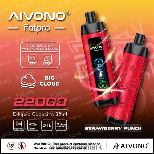 Aivono Fatpro 22000 jordbærpunch 4H82668 - Aivono Vape Danmark